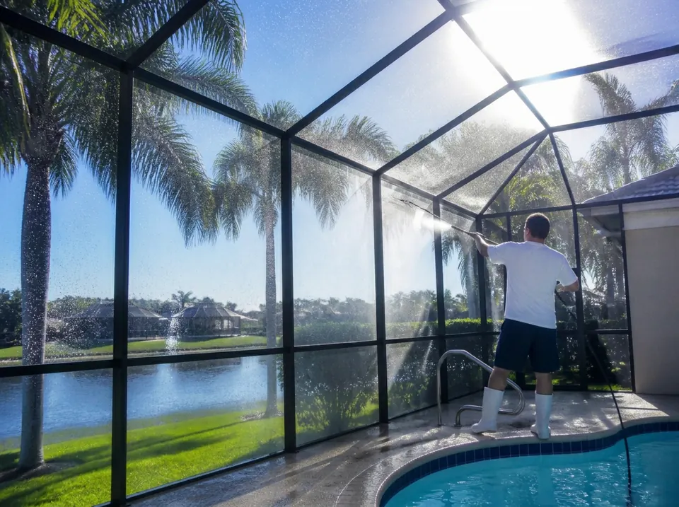 Pool Cage Cleaning in Volusia County, FL